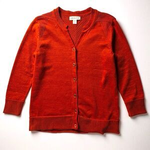 Coldwater Creek Rust Cardigan Sweater XL 16 3/4 Sleeves Y Neck Fall Cotton